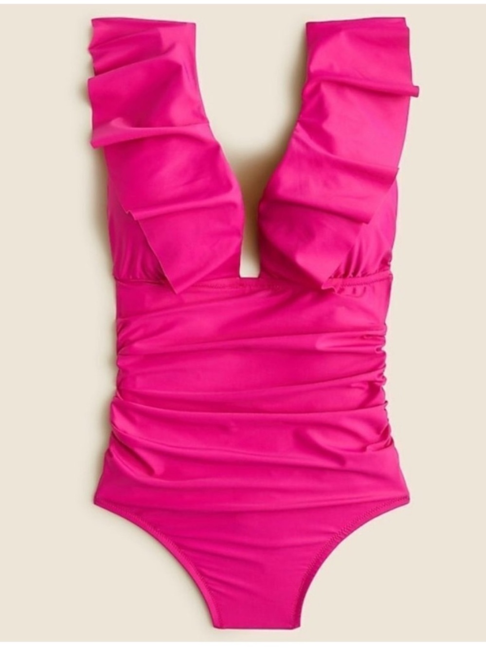 J. Crew Fuchsia Ruffle V-Neck One-Piece Swimsuit - Picture 13 of 13